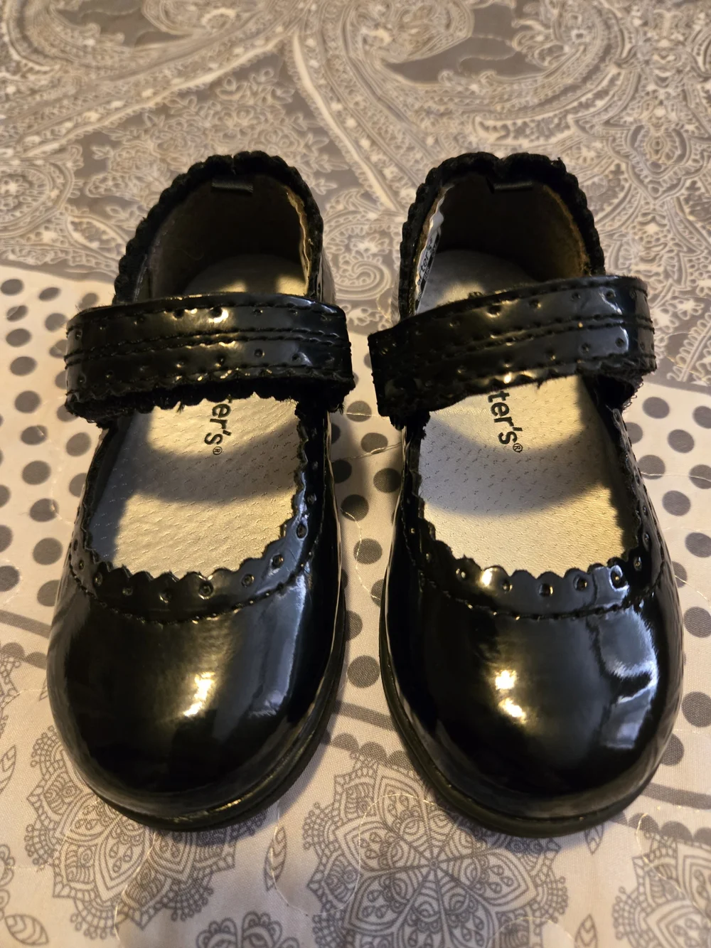 Carter's Black Patent Mary Jane Baby Walker Shoes Size 6